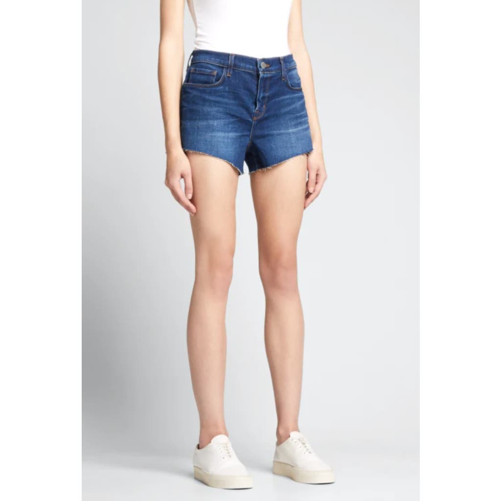 L'Agence Women's Blue Audrey Mid-Rise Short Size 26 NWT