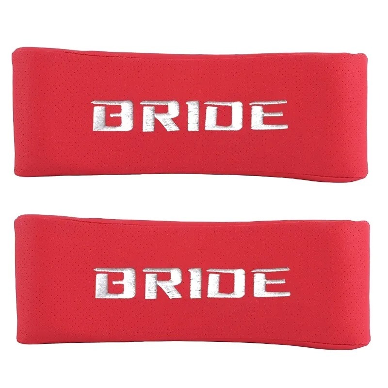 NEW UNIVERSAL 2PCS JDM BRIDE Embroidery Red Car Neck Headrest Pillow Cushion