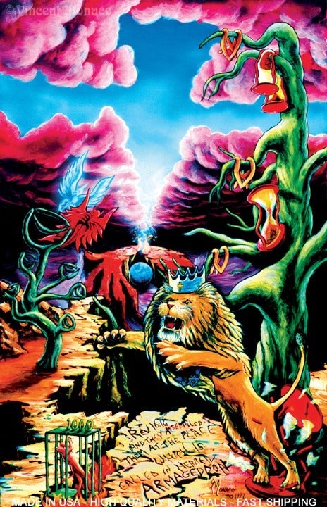 Blacklight Tapestry Trippy Hippie Home Decor Cool Psychedelic Rasta Lion Art