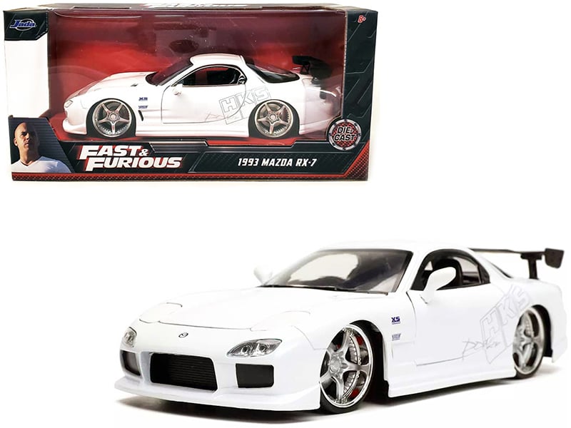 1993 Mazda RX-7 HKS White Fast & Furious Movie 1/24 Diecast Model Car by Jad