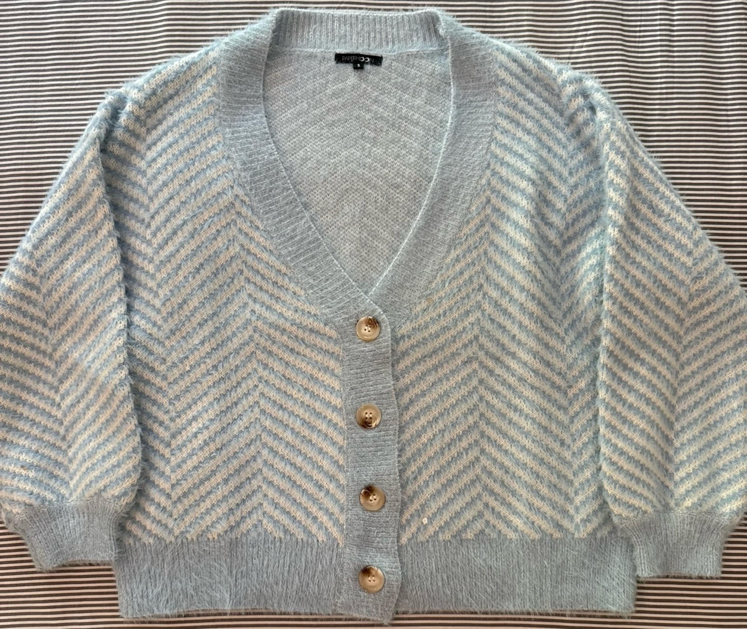 Papermoon Fluffy Cardigan Button-Up Sweater (Size S)