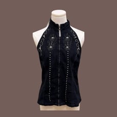 BrazilRoXX Embroidered Denim Halter Top - Size XL