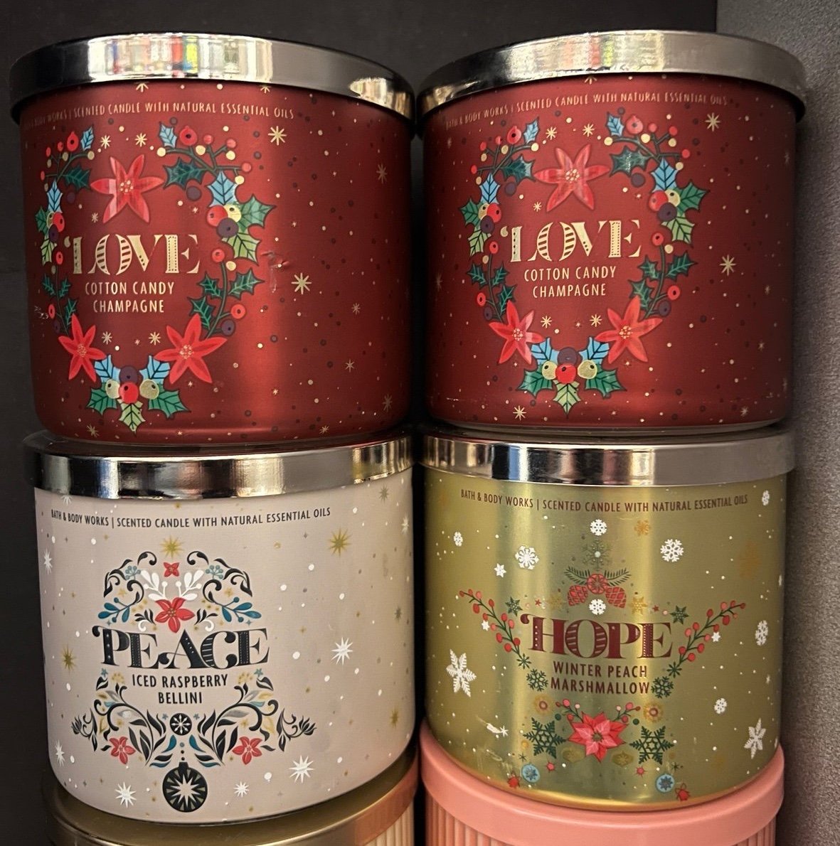 Bath And Body Works Love Hope Peace 3 Wick Candles
