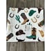Cowboy Western Horseshoe Cactus Boots Hat Print Cotton Bath Towel