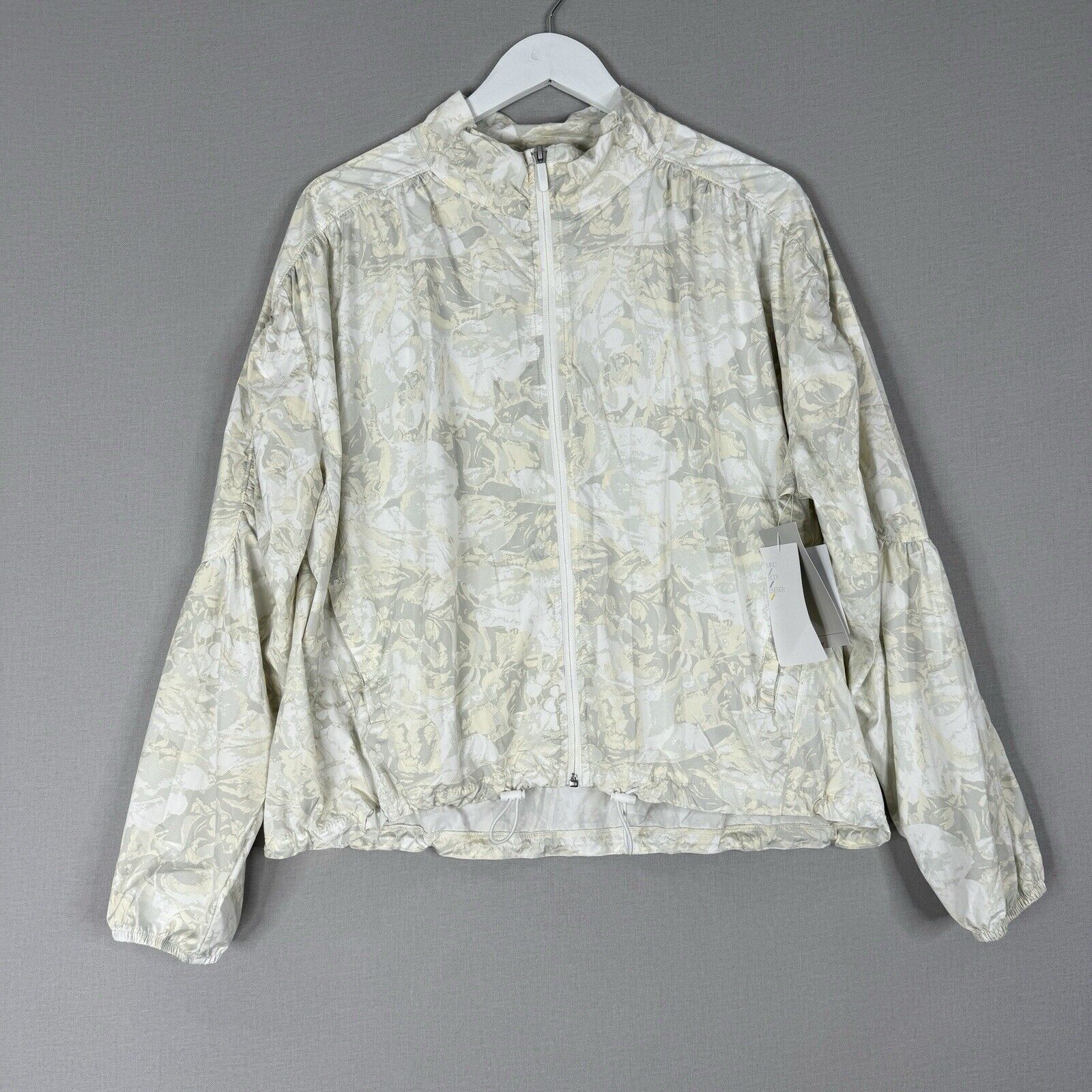 Zella Womens Jacket Large White Rec Room Elizabeth Floral Windbreaker Athletic