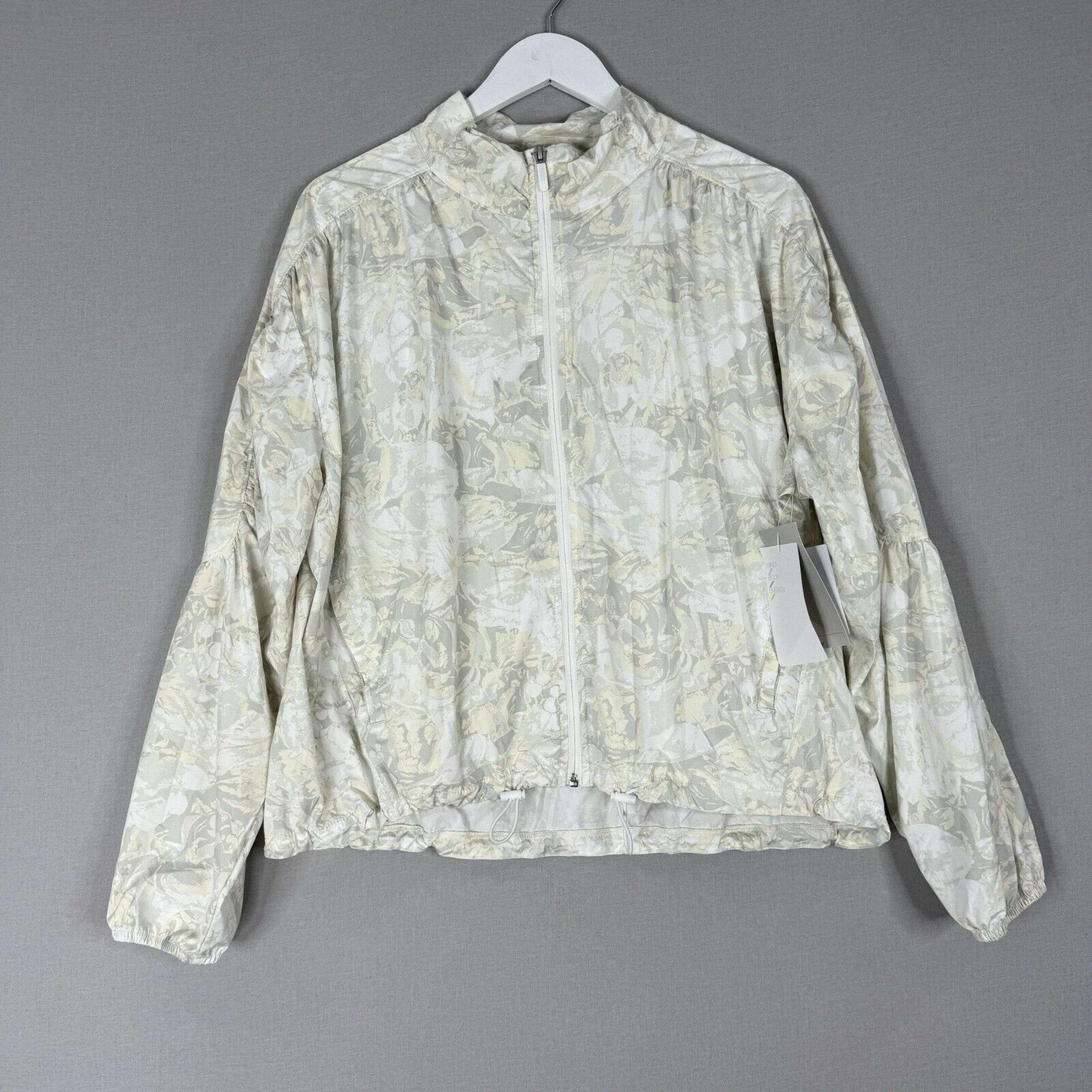 Zella Womens Jacket Large White Rec Room Elizabeth Floral Windbreaker Athletic