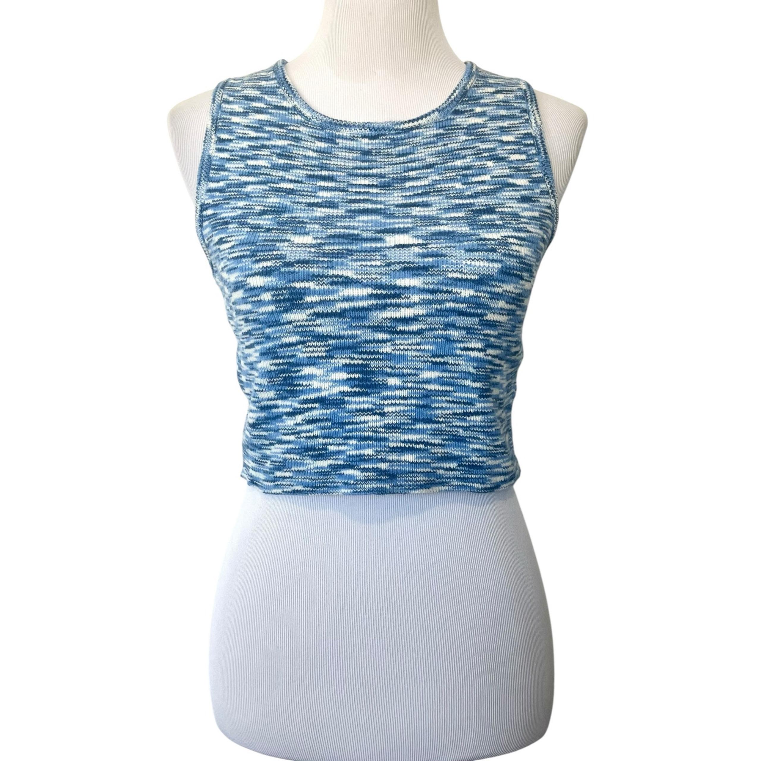 Le Lis Women’s Dyed Knit Crop Tank Top Blue Sleeveless Size Medium