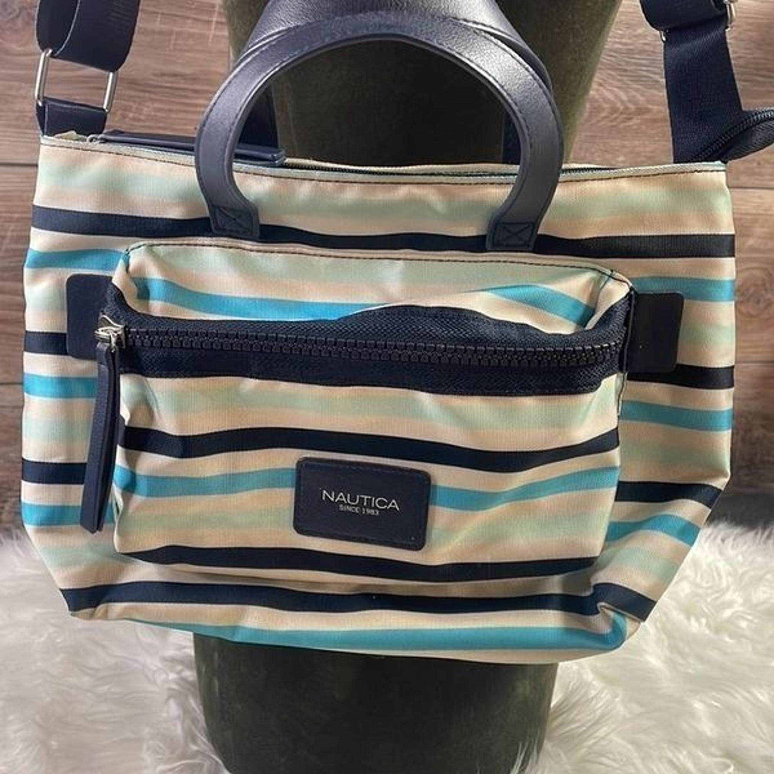 Nautica Striped Nautical Vibes Shoulder Bag Beachy Size Medium Blue