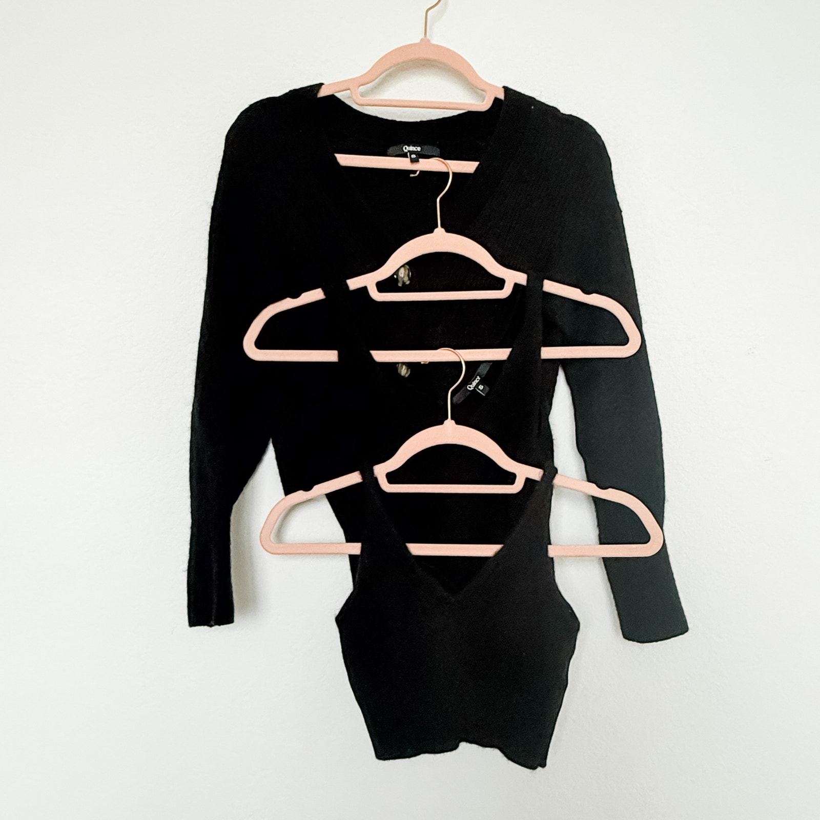 Quince Womens Sweater Set Size Small Black 100% Cashmere Tank & Cardigan 3-Piece
