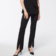 Chico’s Black Label 4 Pants Slit Split Hem in black front & back pockets zip fly