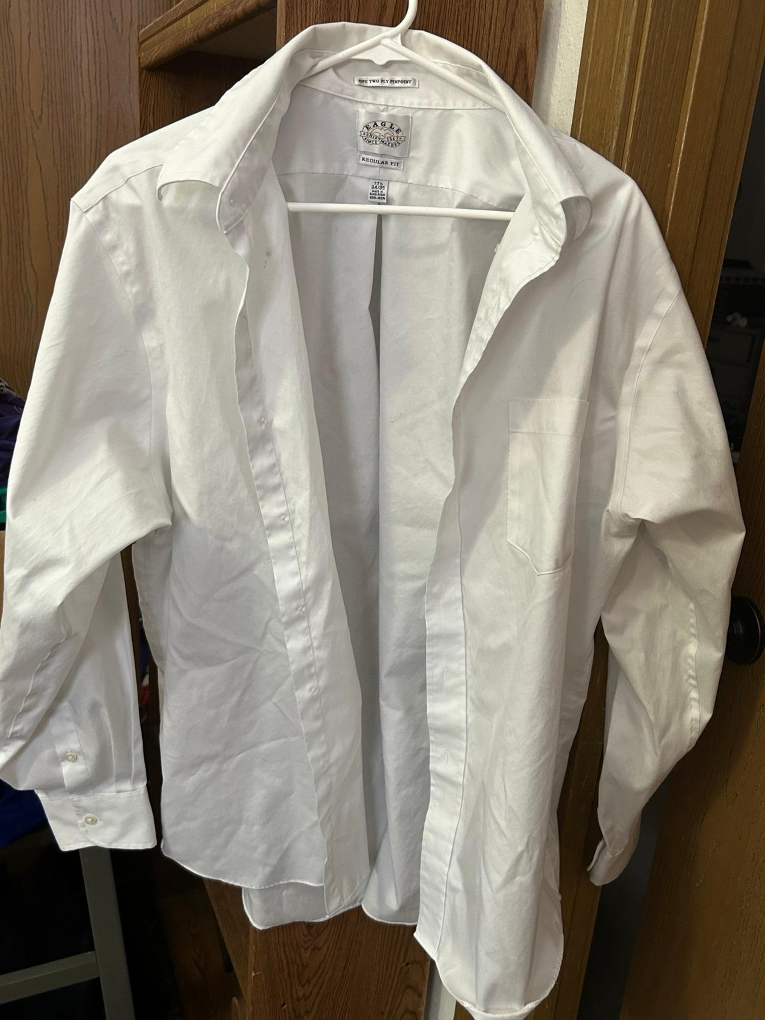 Men’s Eagle Dress Shirt. White. 34/35