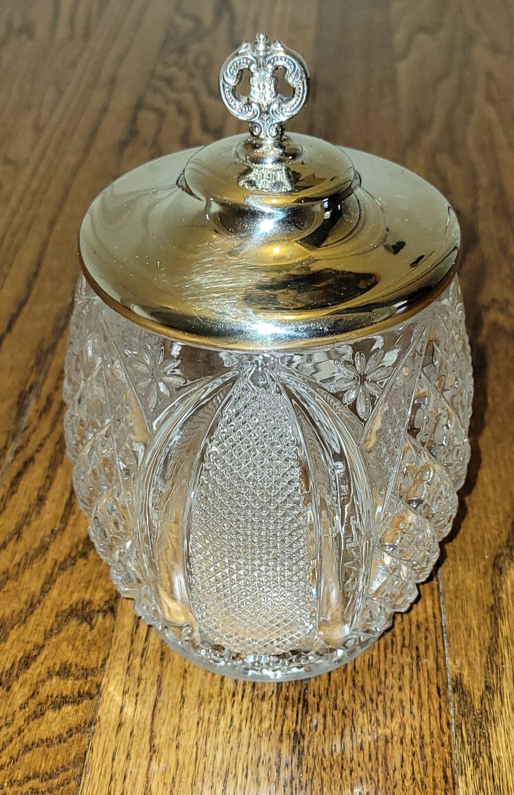 Vintage cut crystal glass cookie jar from Porter Hall estate