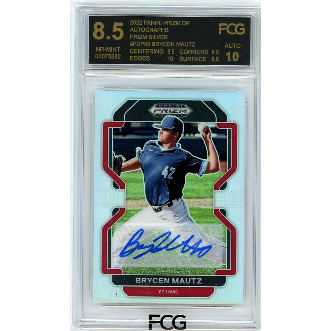 Brycen Mautz 2022 Panini Prizm DP Autographs Prizm Silver #PDP59 FCG 8.5 Auto 10