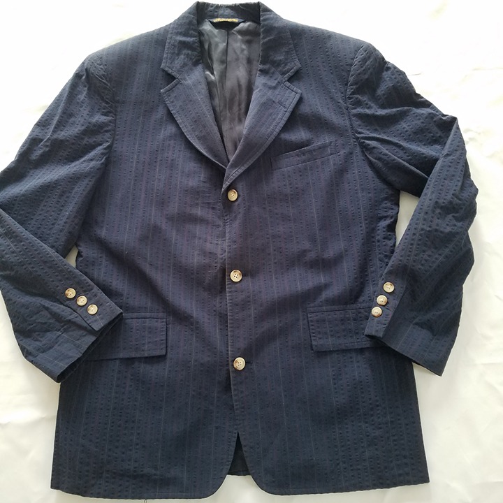 Beautiful Brooks Brothers Navy Seersucker Pinstripe Blazer Size 41R