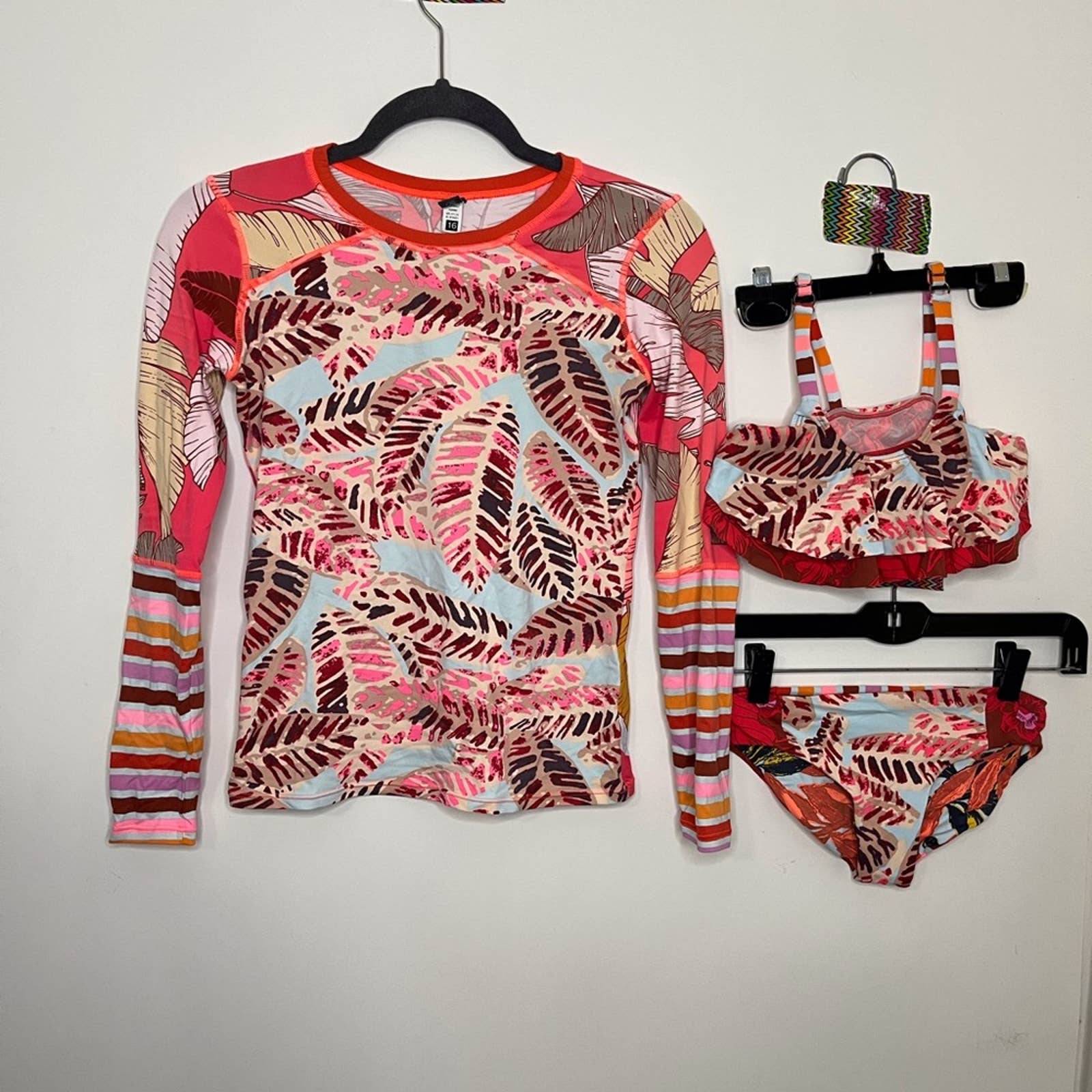 Maaji Girl's Rashguard Top, and Bikini Top and Bottom