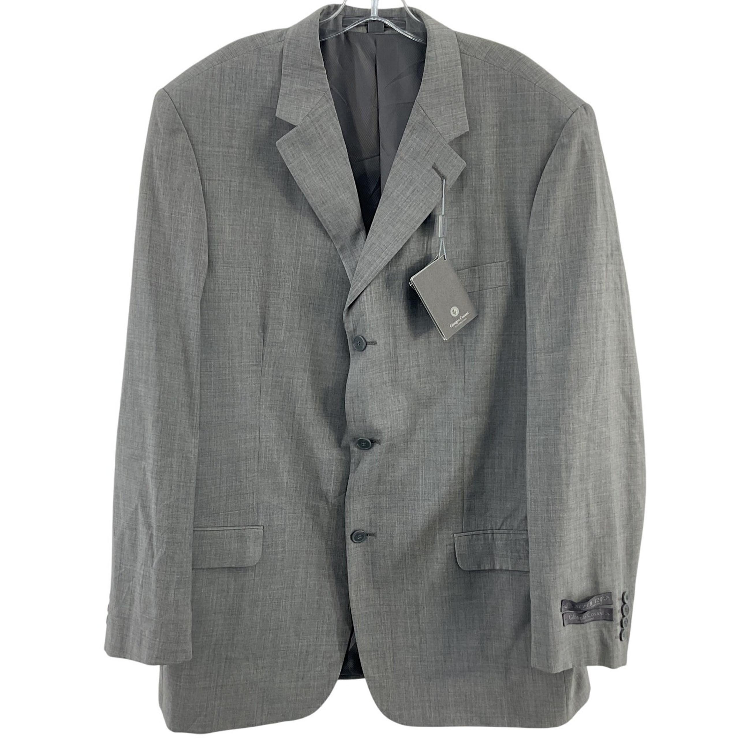 Giorgio Cosani Gray Wool Suit Formal Blazer Jacket Men’s Size 46 Long NWT