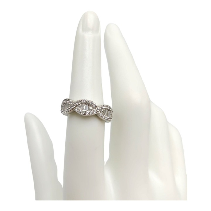 925 Sterling Silver Infinite Ring Pave Cubic Zirconia Vintage Size 6