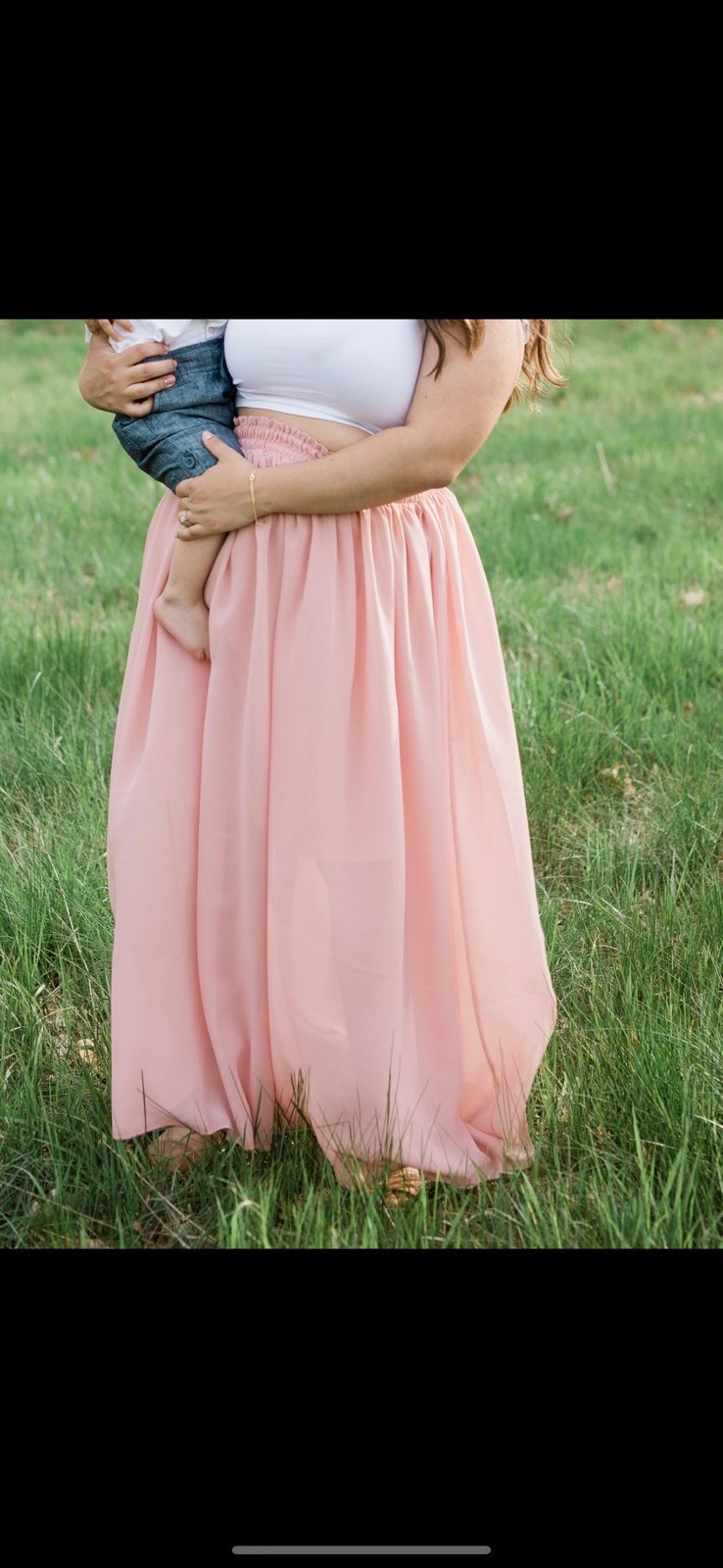 pink maxi skirt
