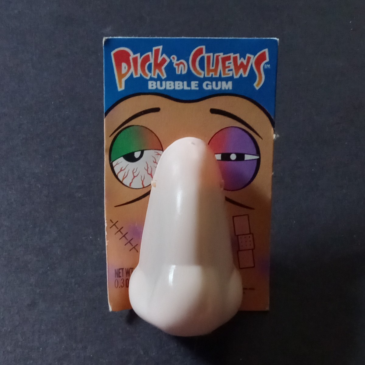 Vintage 1989 Pick n Chews Topps Big Nose Chewing Gum Monster Display Card