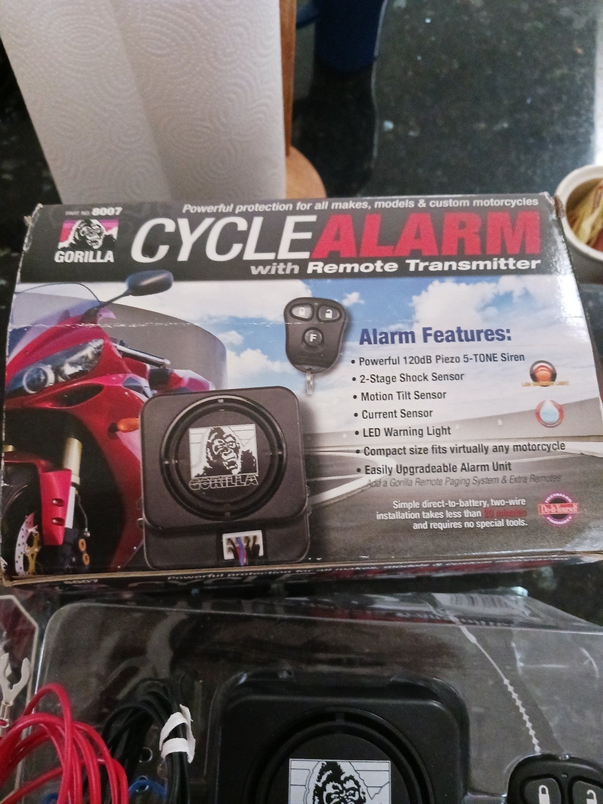 Gorilla Cycle Alarm 8007 Motorcycle Alarm System With Key Fob
