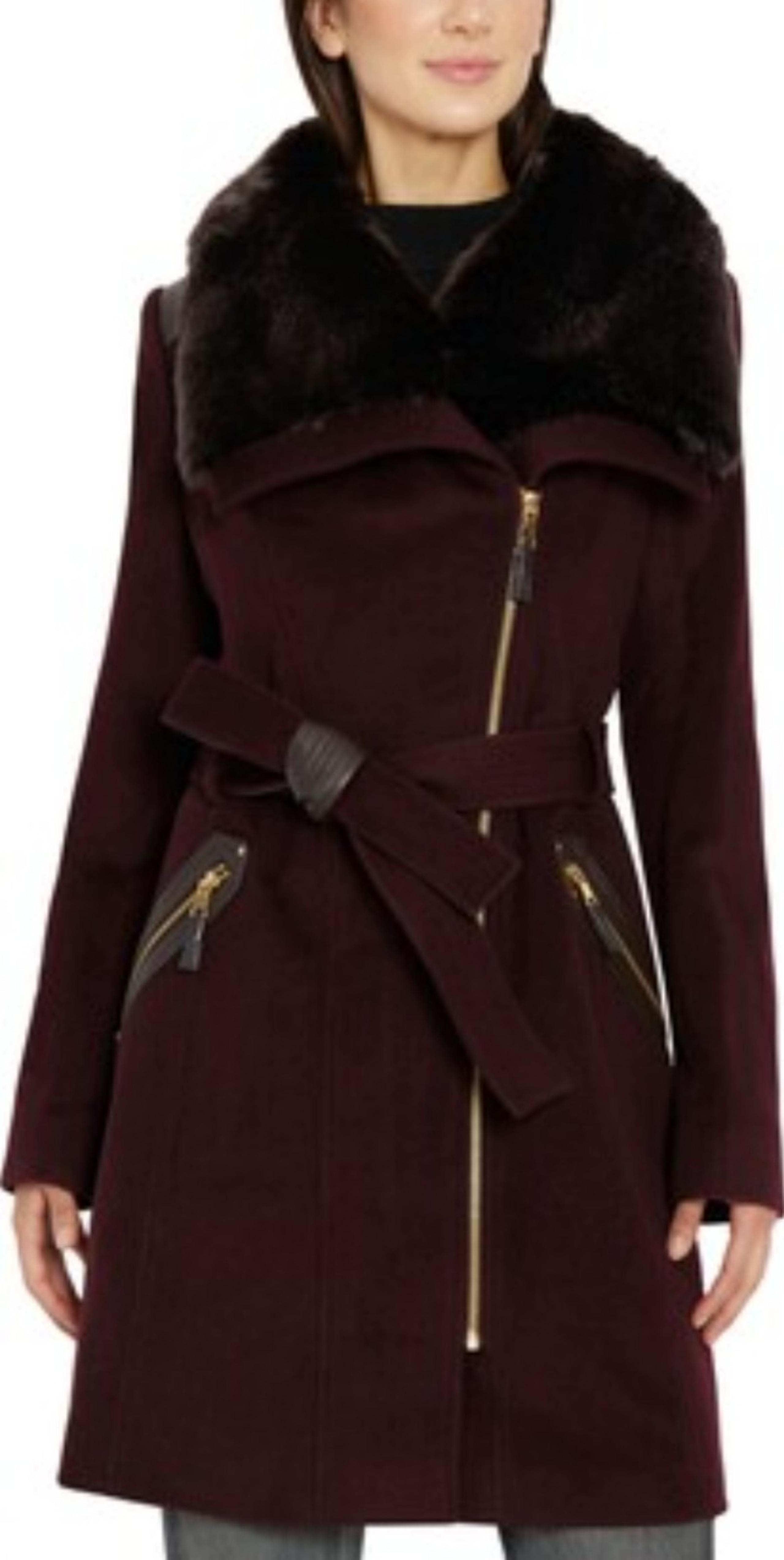 Via Spiga
Women's Asymmetrical Faux-Fur-Collar Wrap Coat
