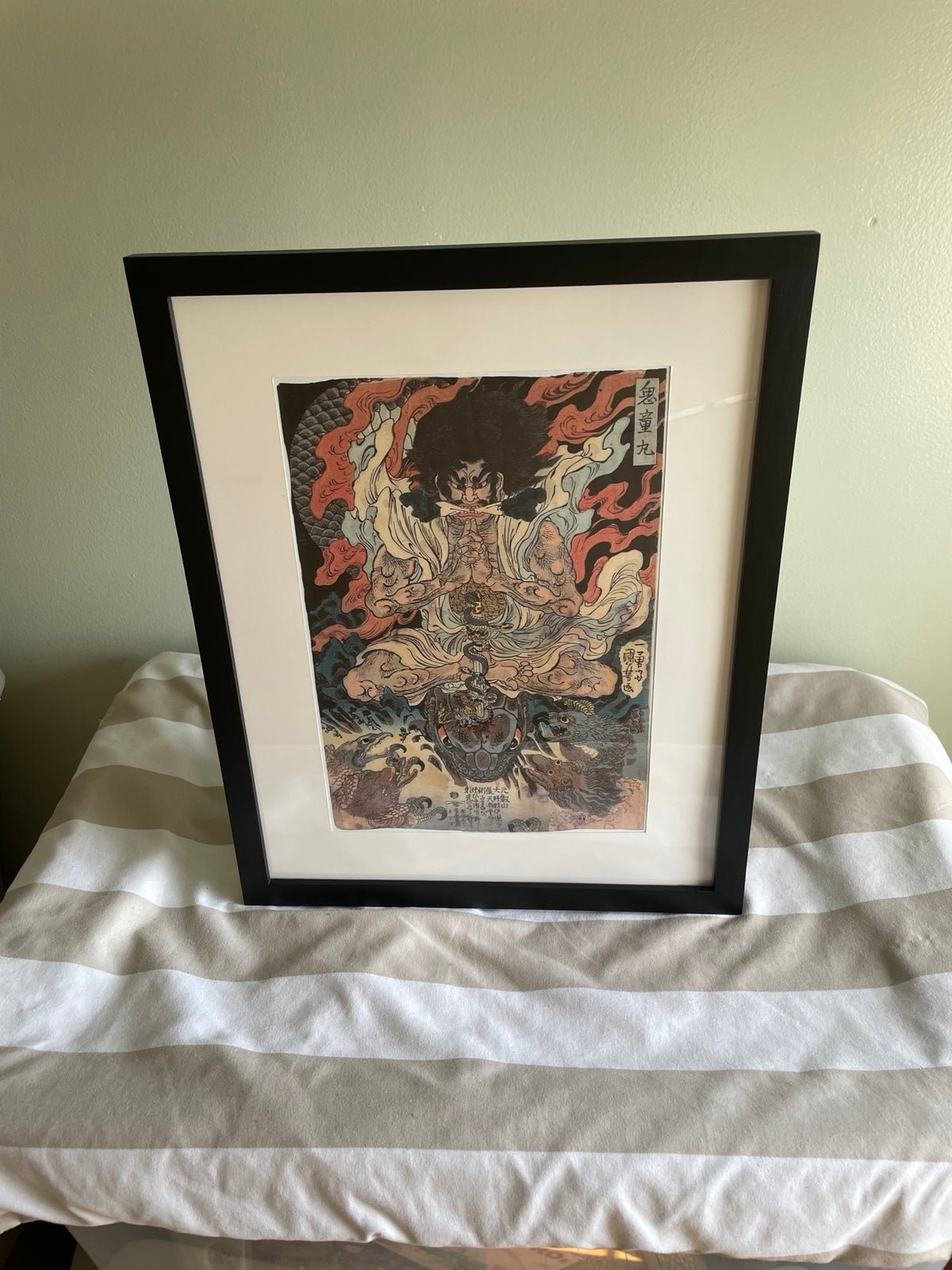 Japanese Yokai Art Print 12x15 Kuniyoshi Kidomaru Oni Framed Ukiyoe Wall Art