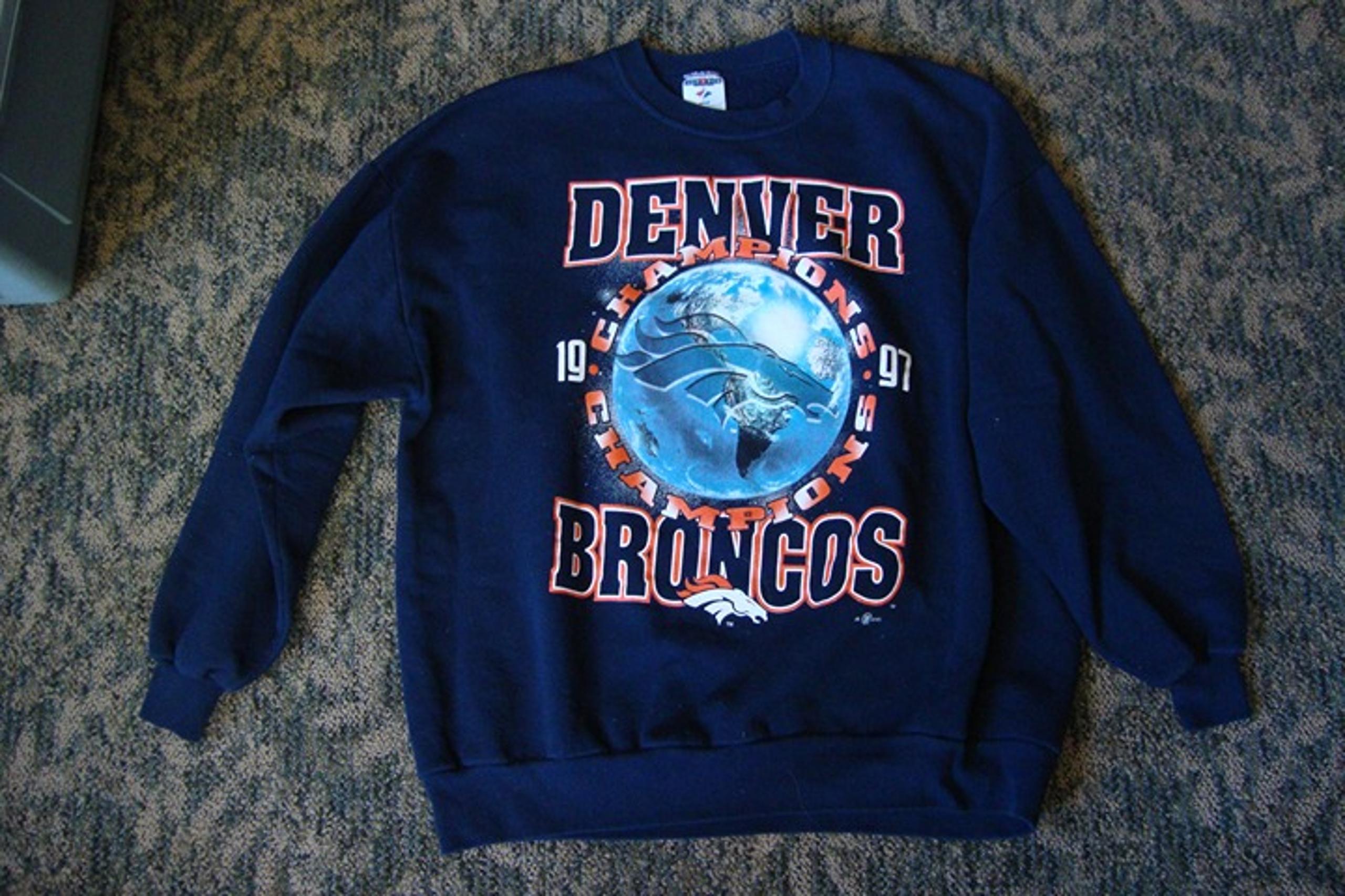 Denver Broncos Champions Sweatshirt Mens Adult 3X Navy Blue NFL 1997 Vintage 90s