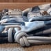 COACH KRISTIN OP ART BLUE AND WHITE SHOULDER BAG. EXCELLENT CONDITION!