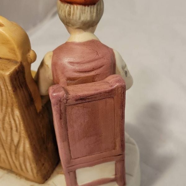 VTG Watchmaker Watch Hallmark Horologist Porcelain Charming Hand Painted Figure - detail