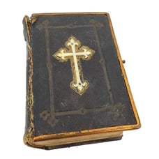 Antique 1800s Church Services White Cross Embellished Hardcover Book Religious