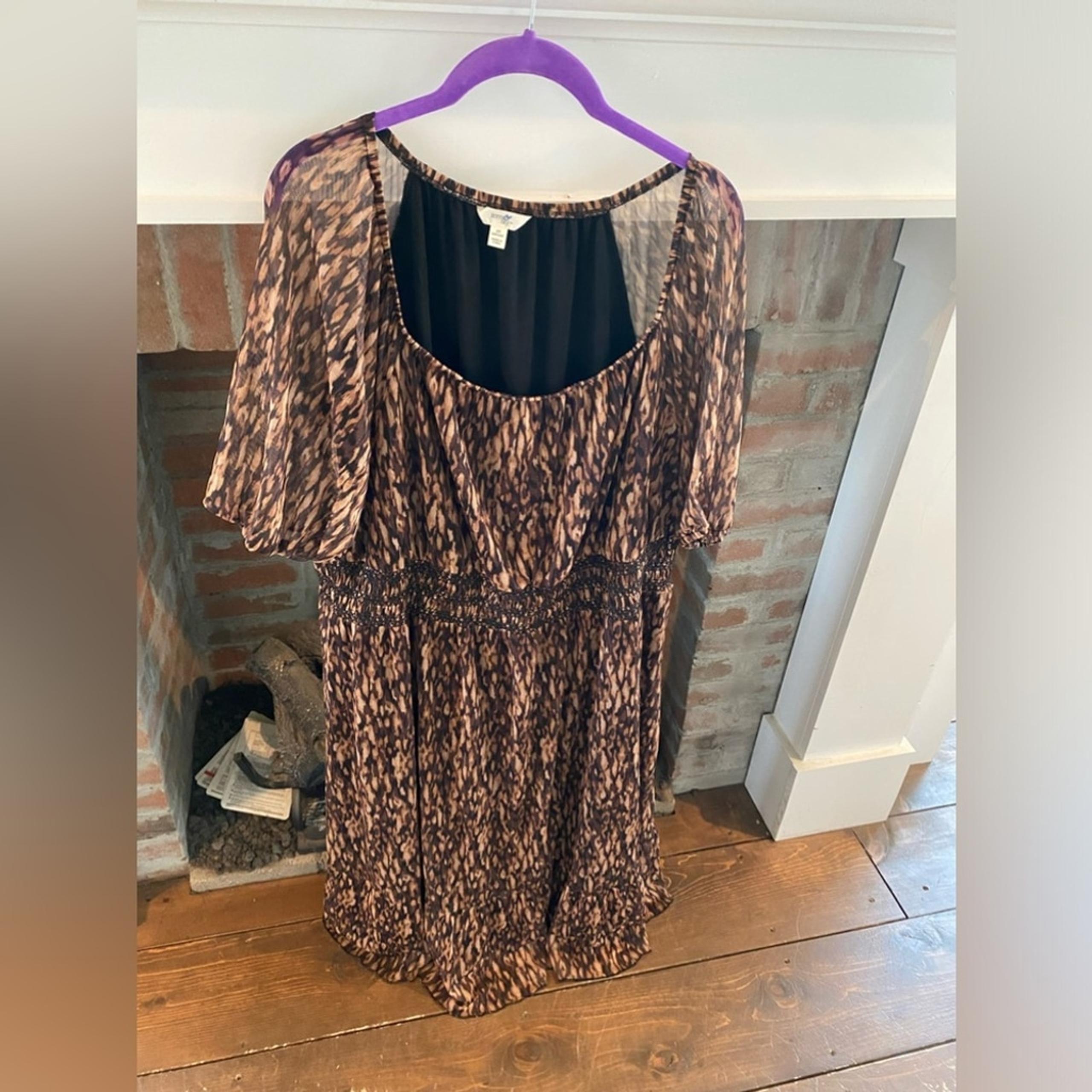 Womens Terra & Sky Plus Size Cheetah Print Midi Length Dress size 2X (20W-22W)