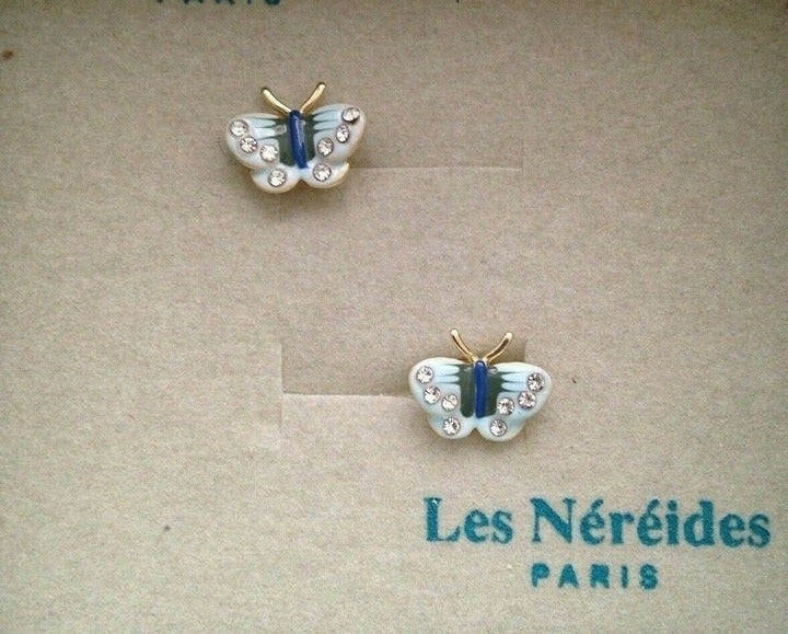 Les Nereides Garden Party Butterfly Crystal Stud Earrings