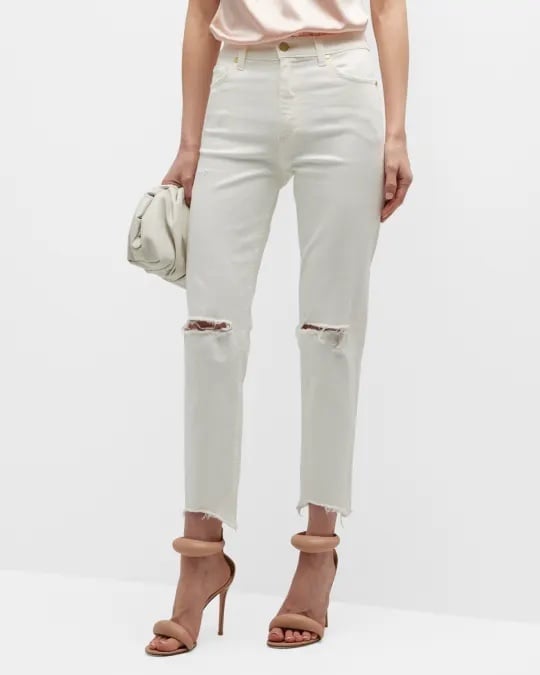 NWT - Ramy Brook Women’s Langley High-Rise Cropped Jeans - Color Cream - Size 28