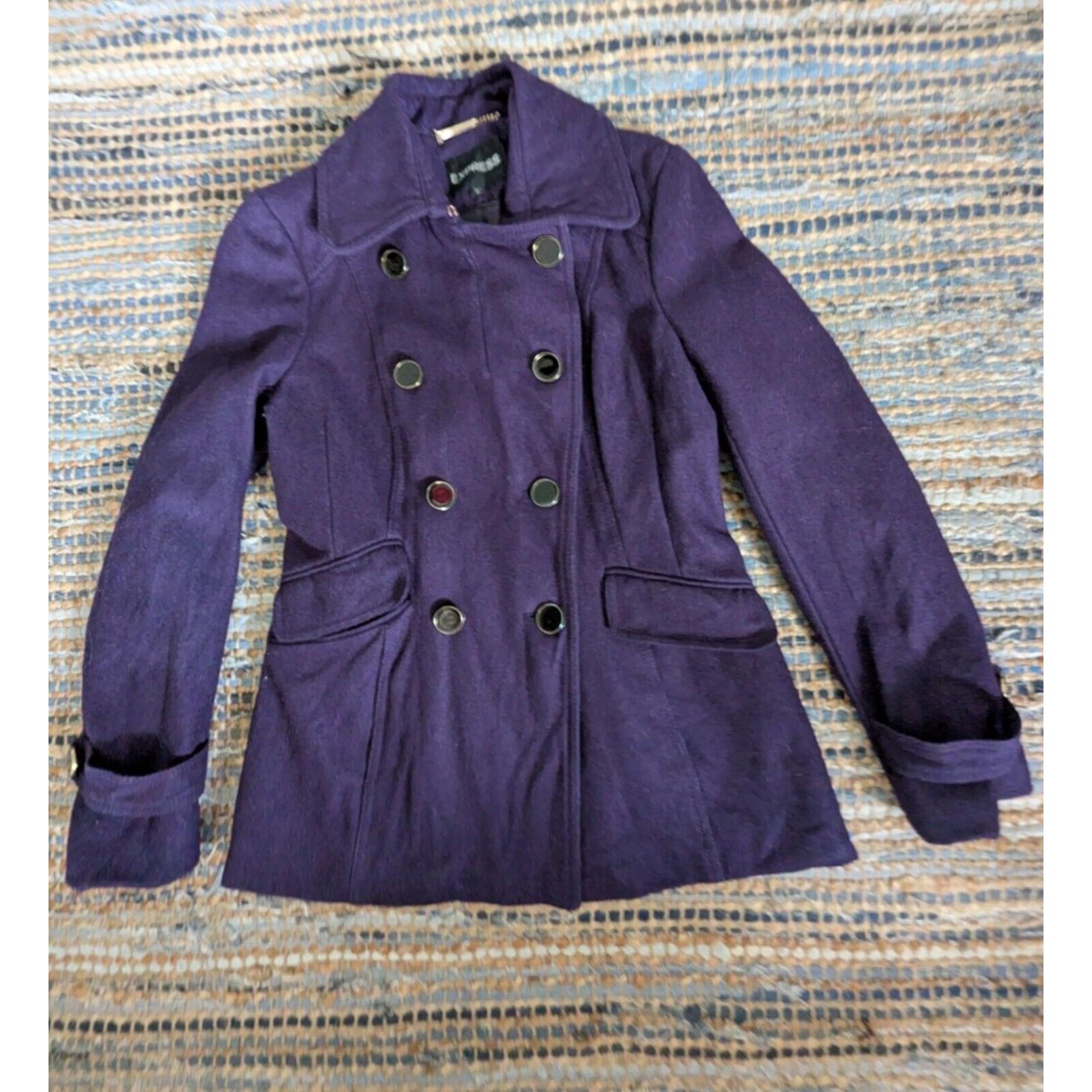 Express Wool Blend Purple Peacoat Jacket Women's S Short Royalcore Whimsical
