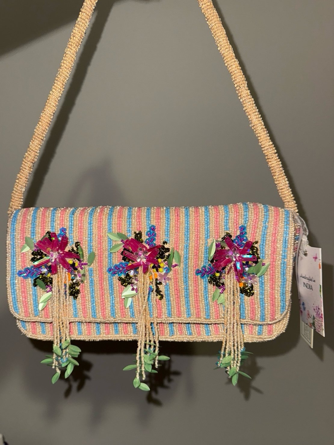 Viral Beaded Floral Shoulder Bag