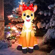 New Christmas Inflatables Reindeer with LED Lights, Outdoor Yard Decor