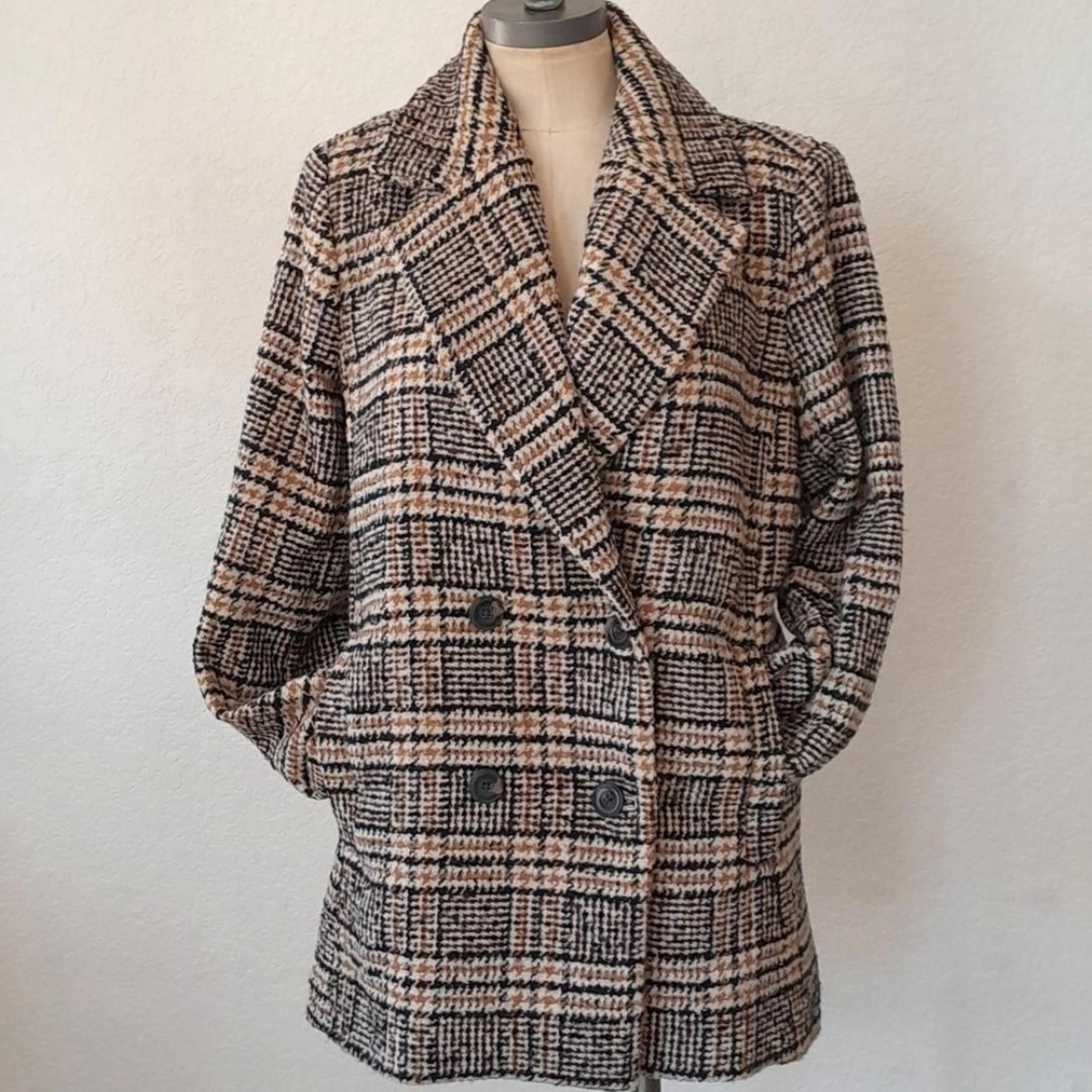 Free Assembly Tweed Double Breasted Coat