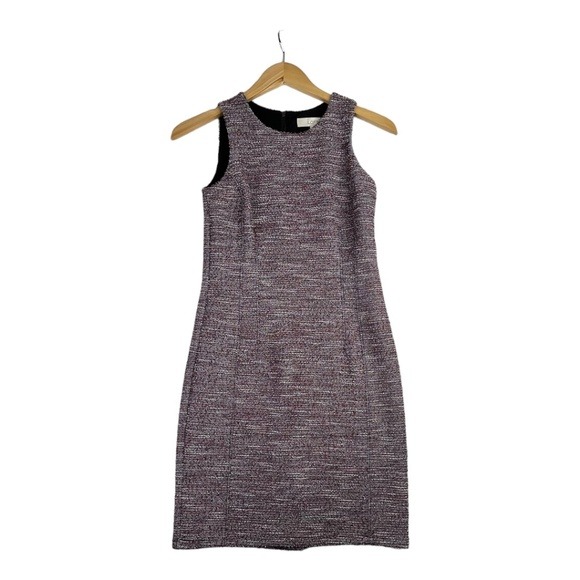 LOFT Tweed Sleeveless Red Knit Shift Dress Size Petite 0