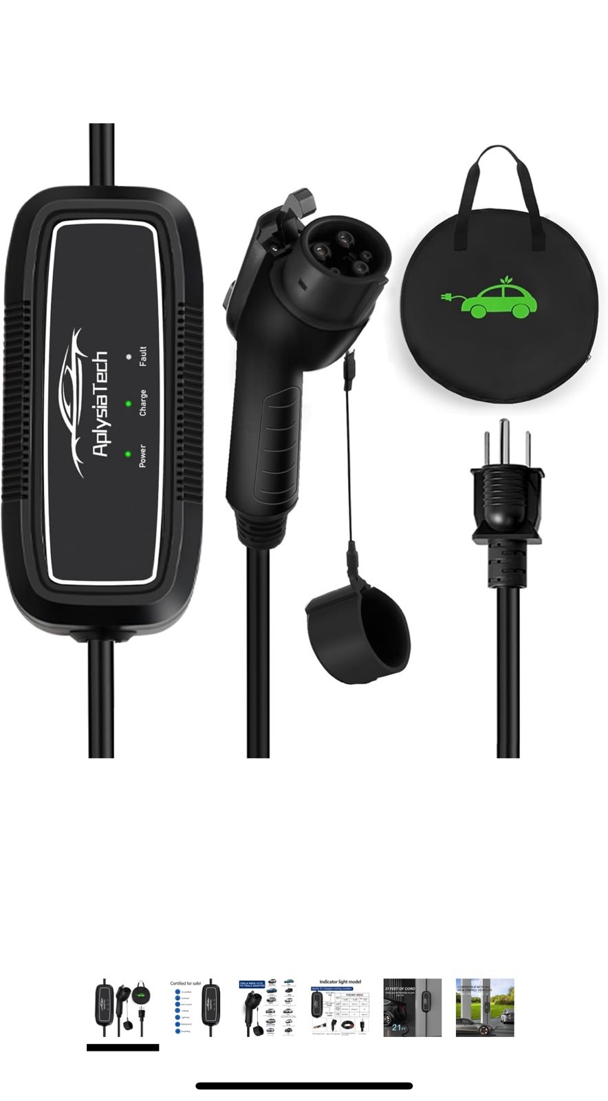 Portable EV Charger Level 1, 15Amp 110V