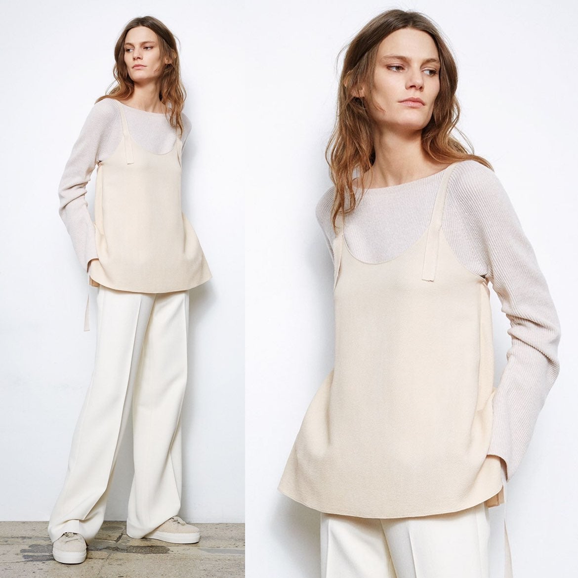 HELMUT LANG Cashmere Wool Ribbed Split Sleeve Sweater