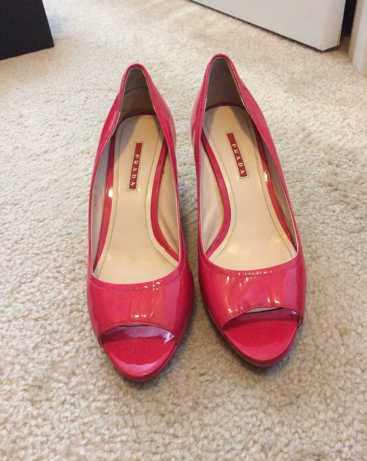 Prada patent pink wedge shoes. Italian s