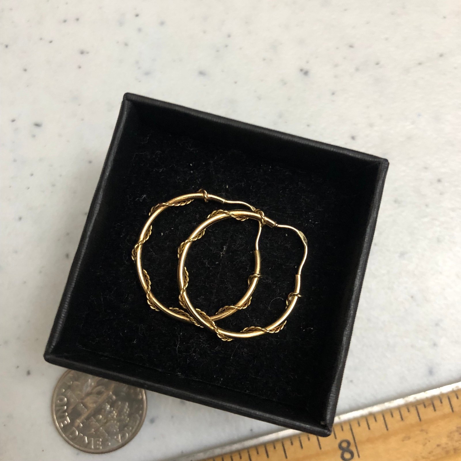 10k solid gold 1” twisted rope hoop earrings