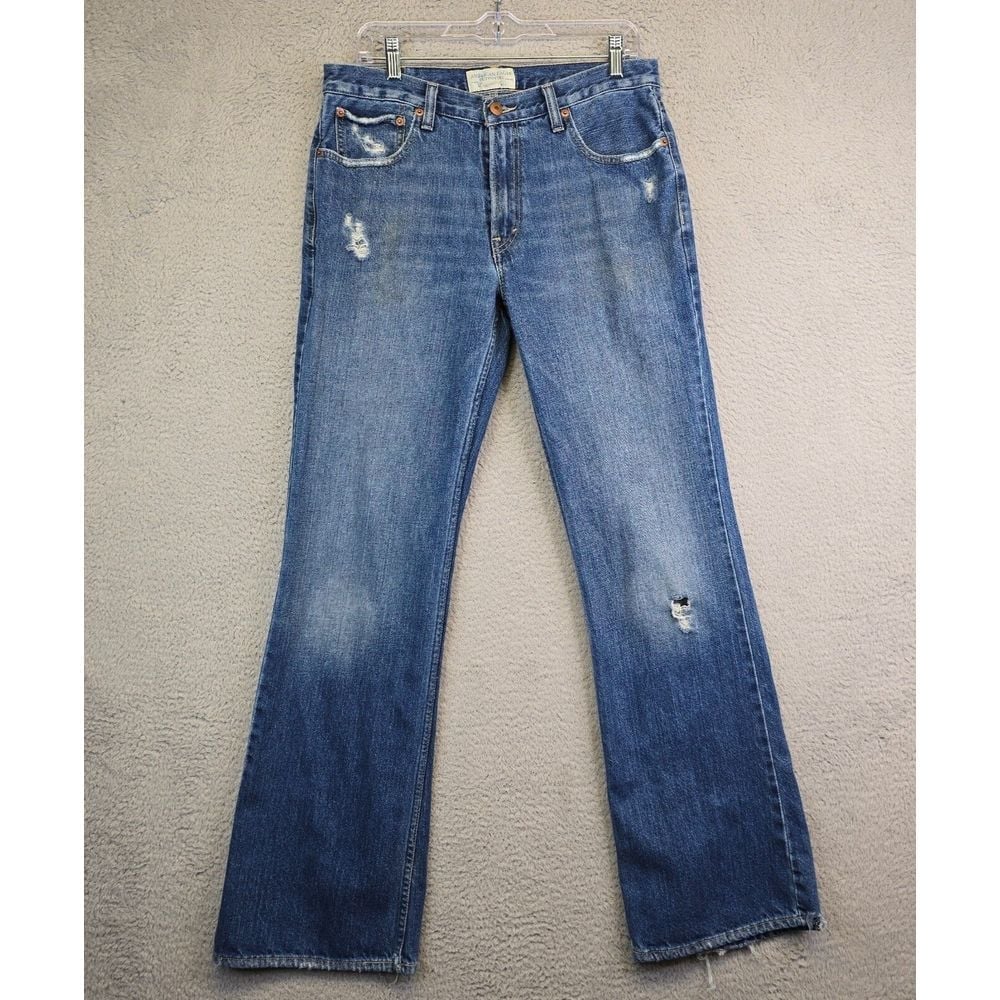 Vintage American Eagle Jeans Men's 32X34 Boot Cut Jambe Grunge Distressed 32x33