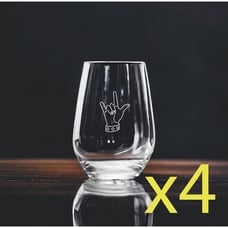 Rock Love Stemless Wine Glasses x4 Premium 15 Oz Personalize Music Band Gift NEW