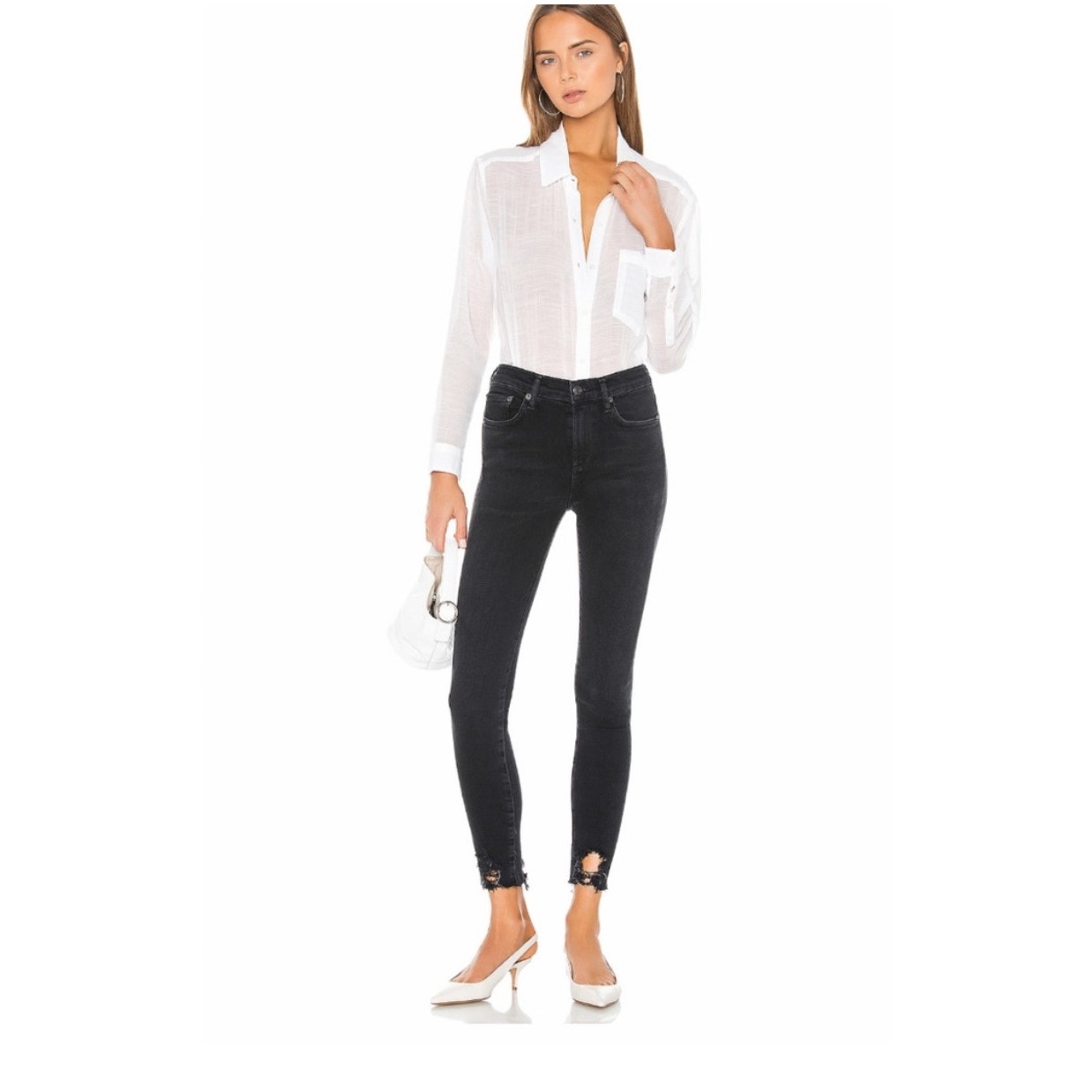 AGOLDE Sophie Mid Rise Skinny Distressed Ankle Hem Size 28