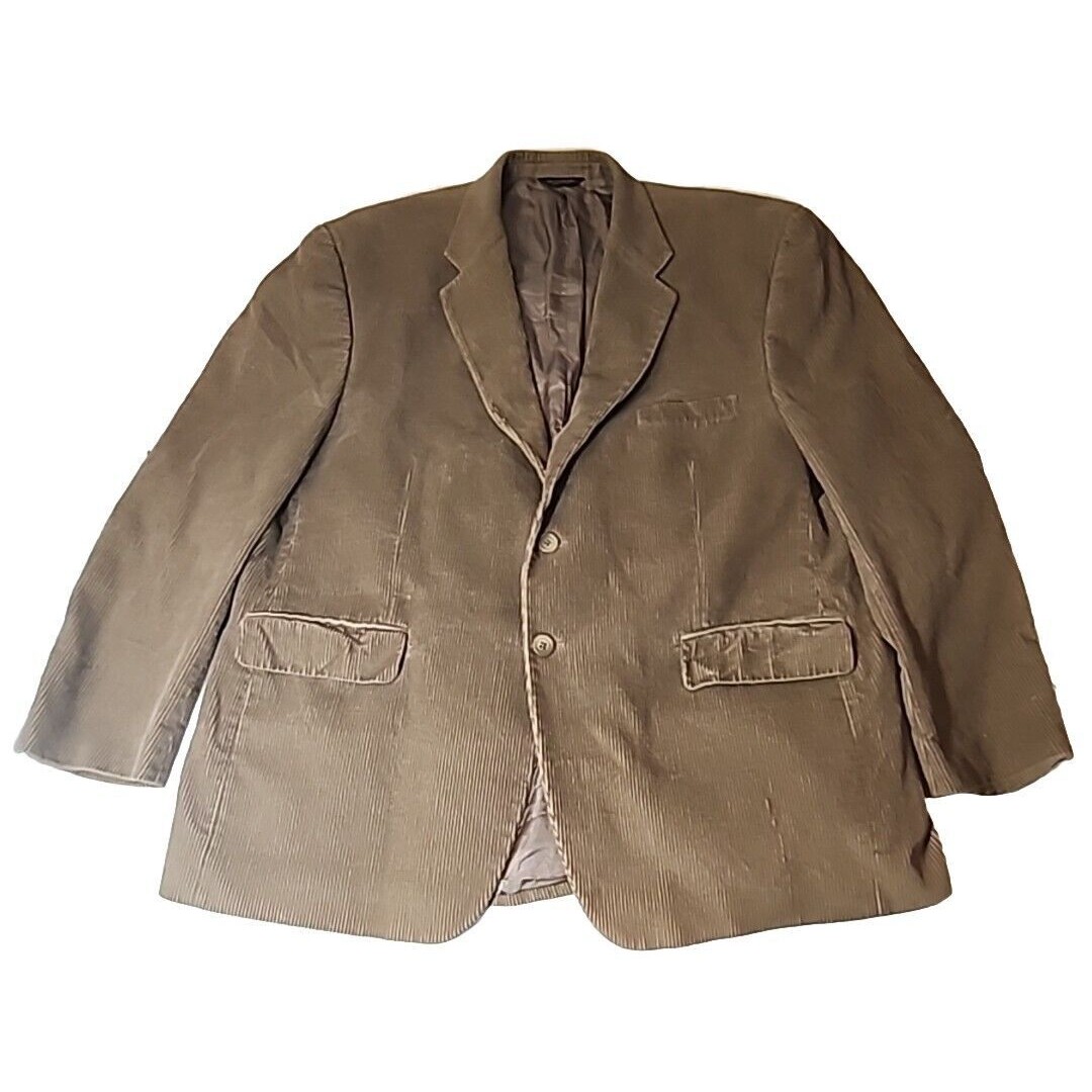 VINTAGE Ralph Lauren CHAPS Macy's Mens Soft Corduroy Suit Blazer Jacket TAN 46 R