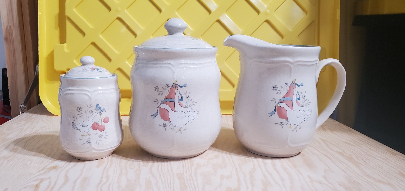 Vintage Marmalade Goose Fruit Cookie Jar Pitcher Sugar Holder Ceramic Stoneware