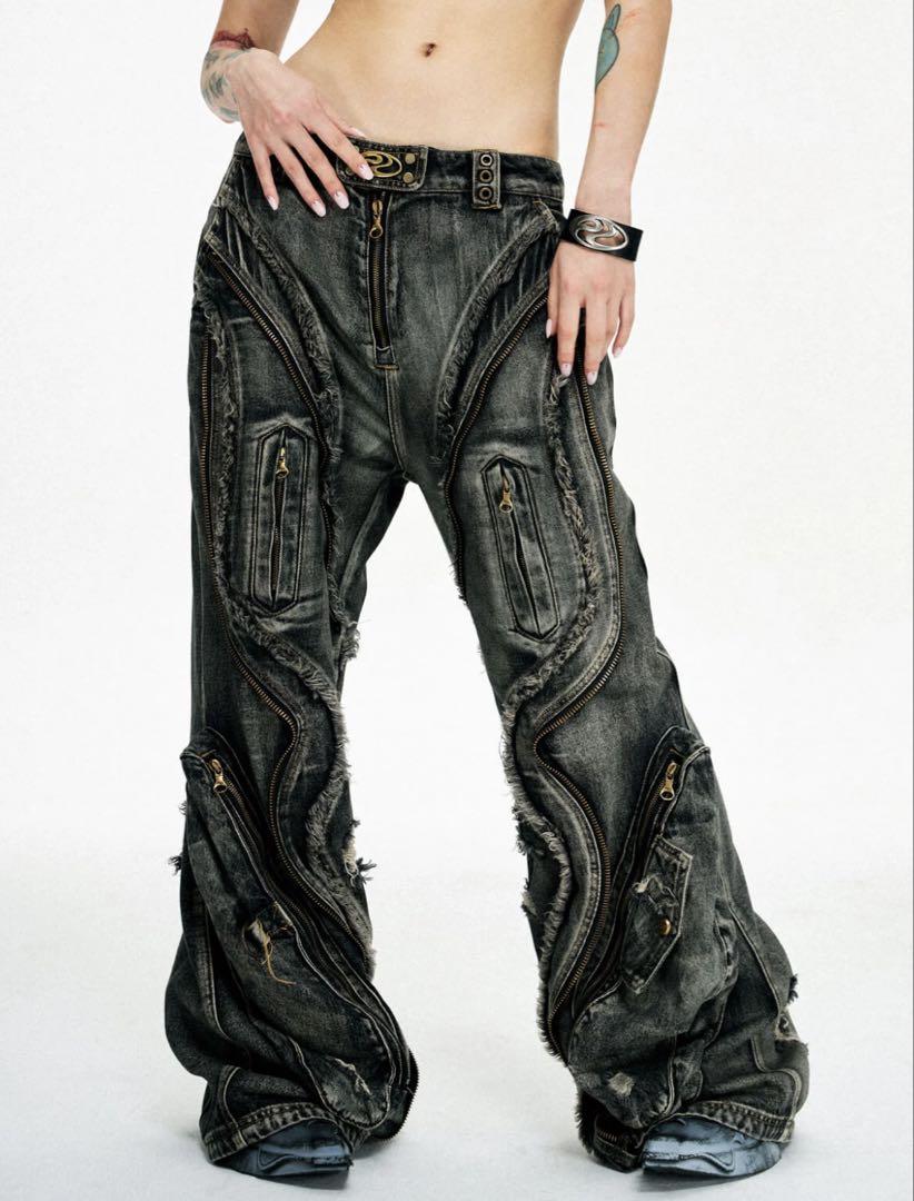 【PERSONSOUL】DIRTYRIPPED DENIM BAGGY JEANS