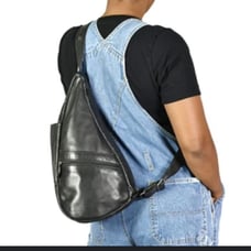 AMERIBAG Healthy Back 17 Sling Bag Backpack Black Leather Multiple Pockets