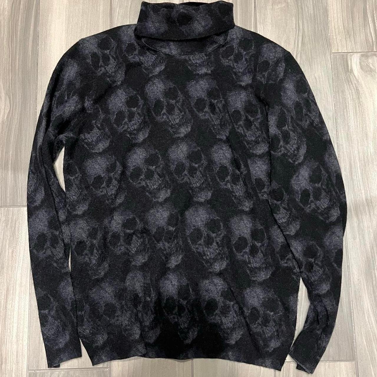 Cashmere Gothic Goth Skull Sweater Turtle neck